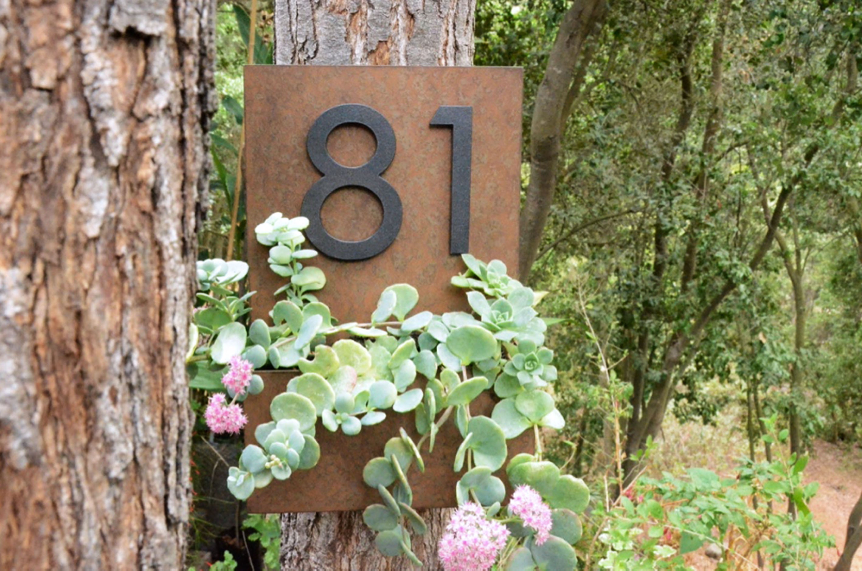 Número Casa Macetero Acero - Placa Metal Plantas Decorativa Funcional