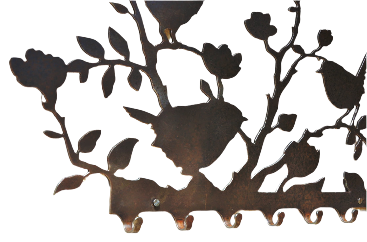 Perchero Pajaritos Rama Metal - Colgador Pared Naturalista Decorativo
