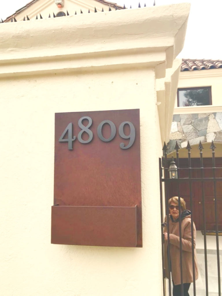 Número Casa Macetero Acero - Placa Metal Plantas Decorativa Funcional