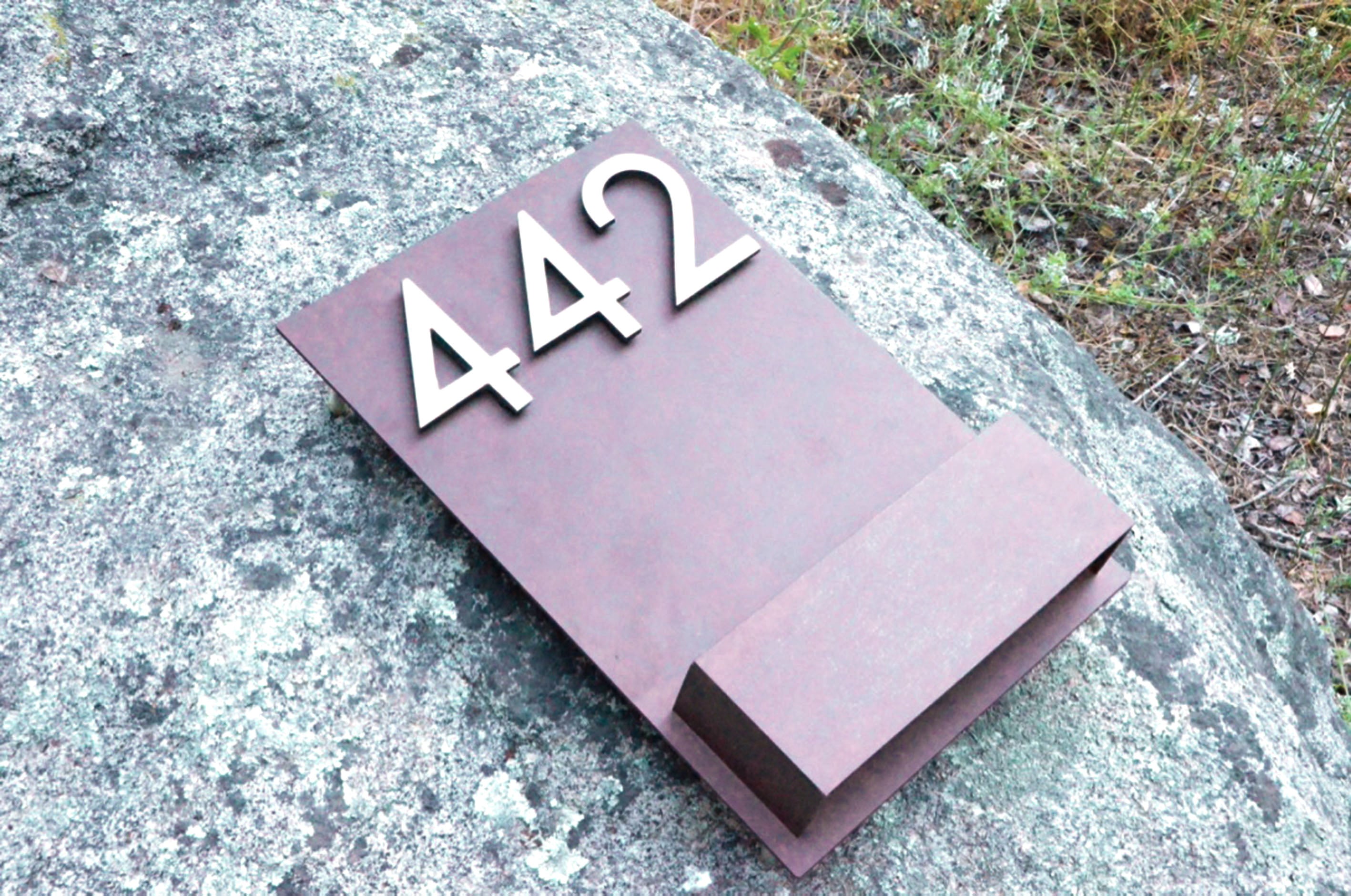 Número Casa Macetero Acero - Placa Metal Plantas Decorativa Funcional