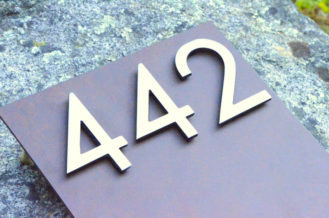 Número Casa Macetero Acero - Placa Metal Plantas Decorativa Funcional