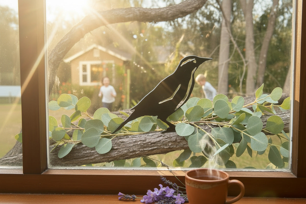 decoracion en metal, loica, chilena, anclaje incluido, regalo original, hecho e chile, regalo decoracion aves de chile