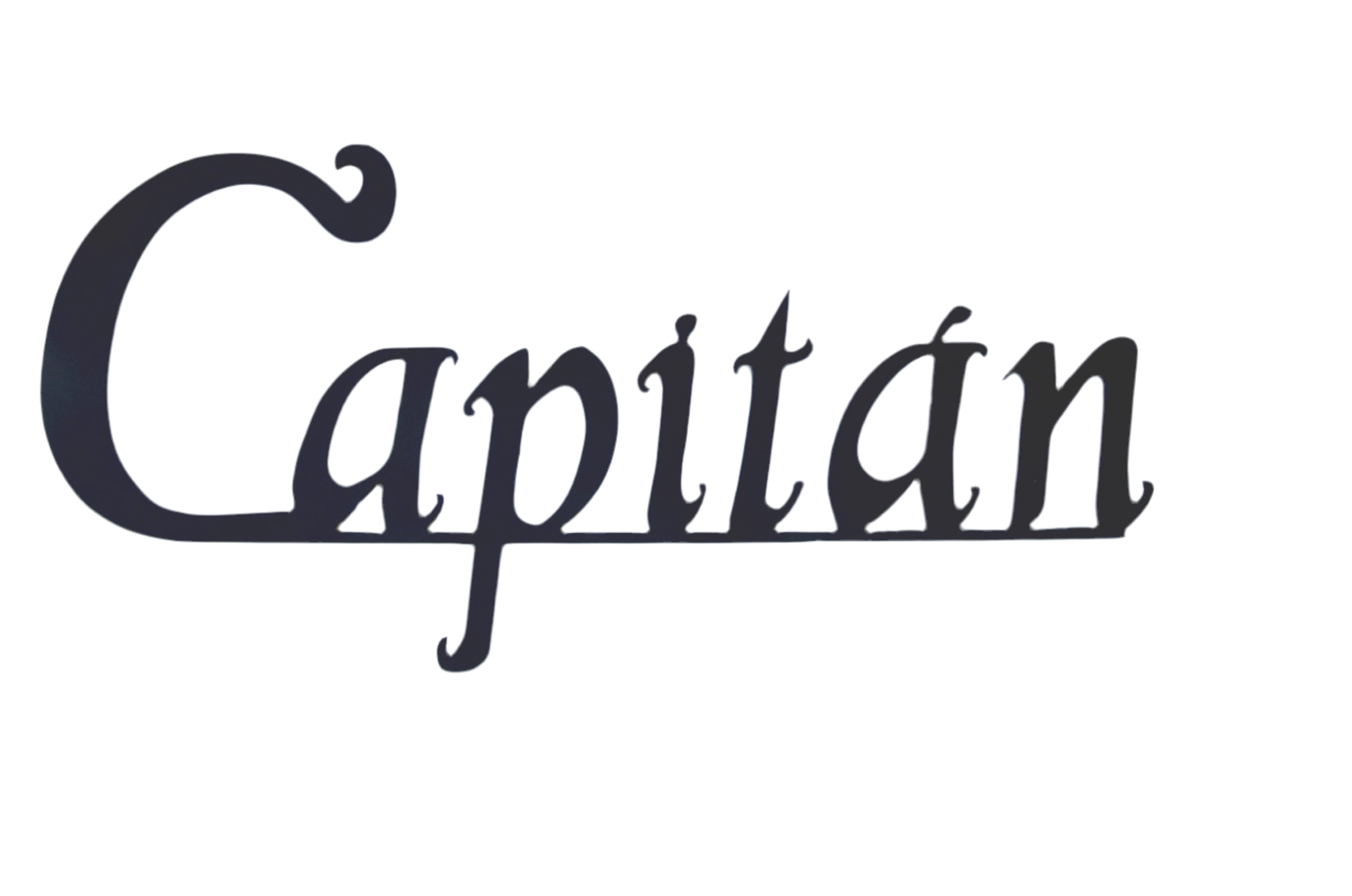Palabra CAPITÁN en metal negro letrero decorativo personalizado IronPig
