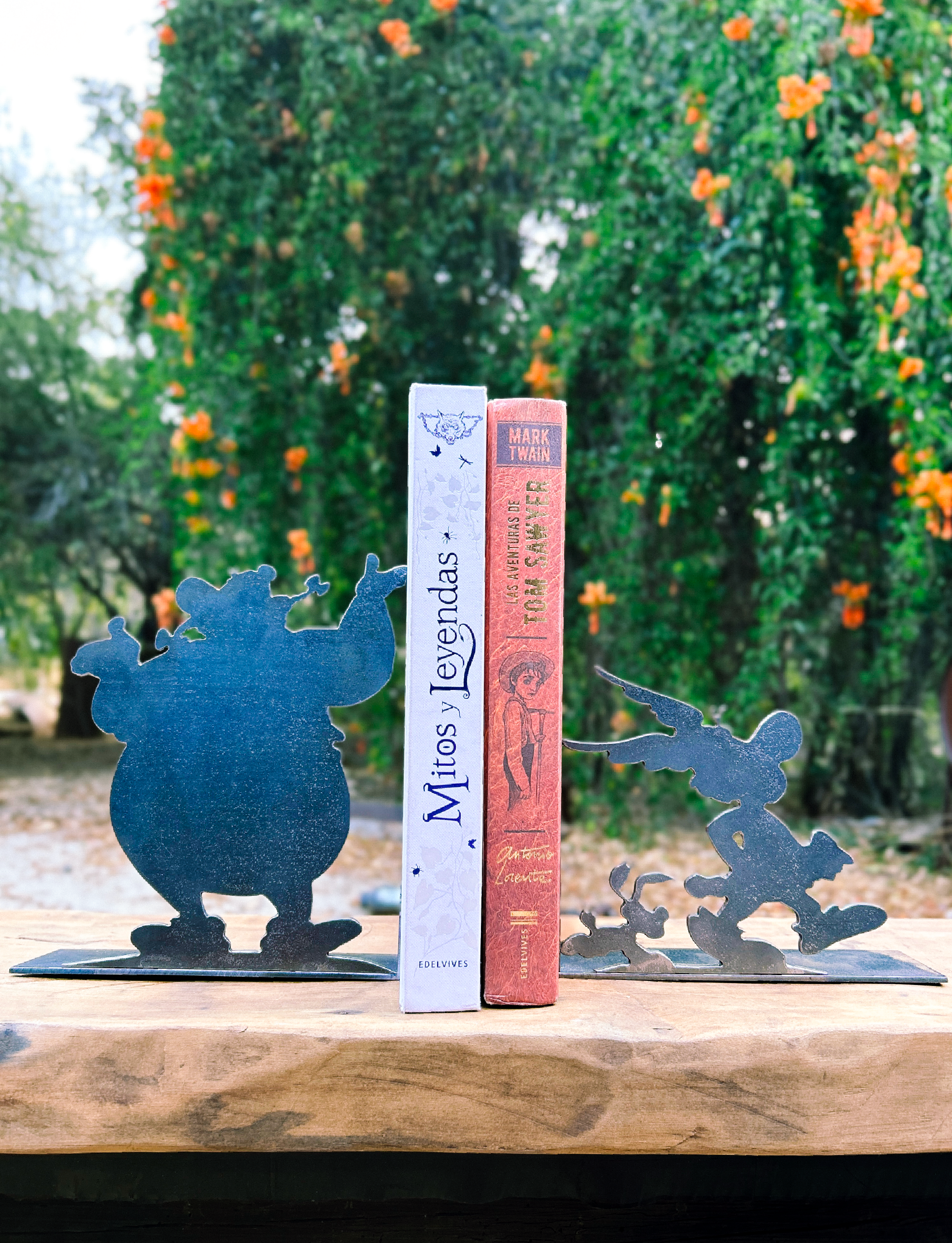 Sujeta libros decoración organización hogar acero negro artesanal personalizable