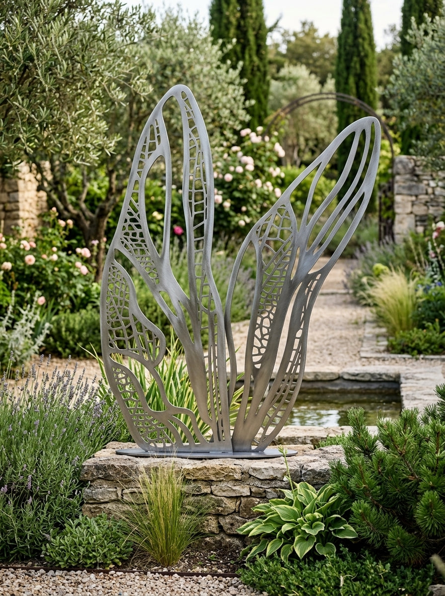 Escultura de jardín en acero Alas de Libélula
