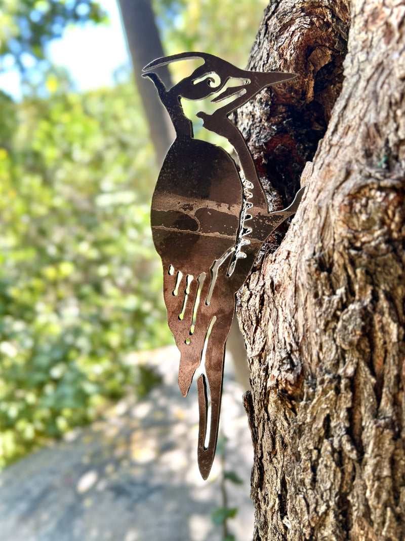 Regalos, regalos originales, aves de metal, decoración pájaros, pájaro, carpinterito, hecho en Chile, artesanía en metal, arte