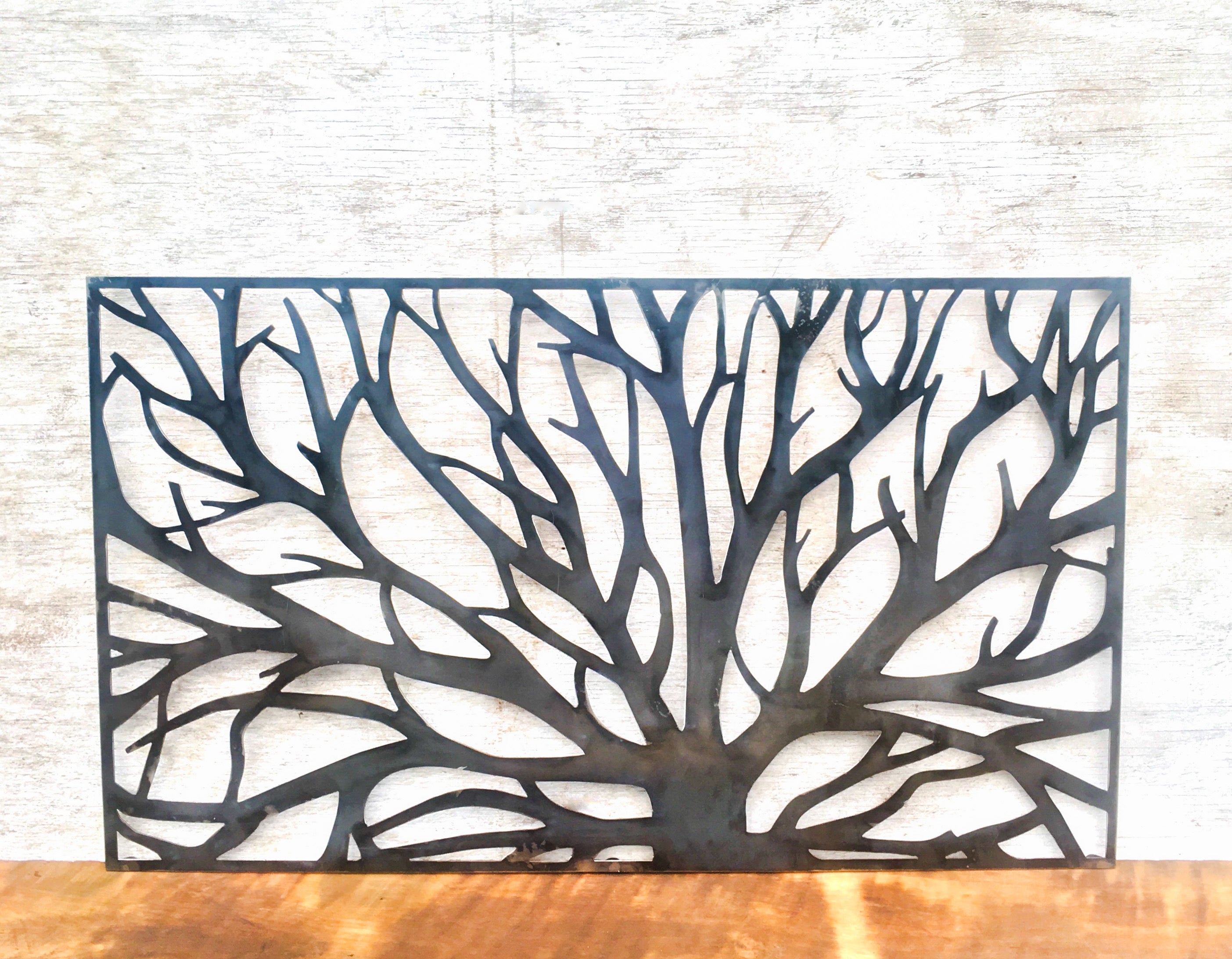 Baranda seguridad acero patrón orgánico - Protección decorativa escalera balcón exterior - Metalurgia artesanal IRONPIG Chile