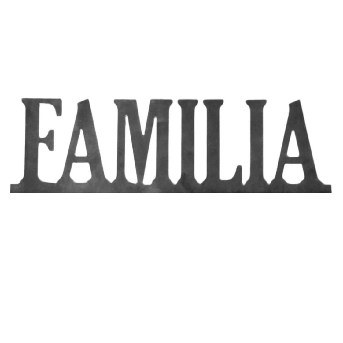Palabra FAMILIA en metal negro para decoración de pared personalizada