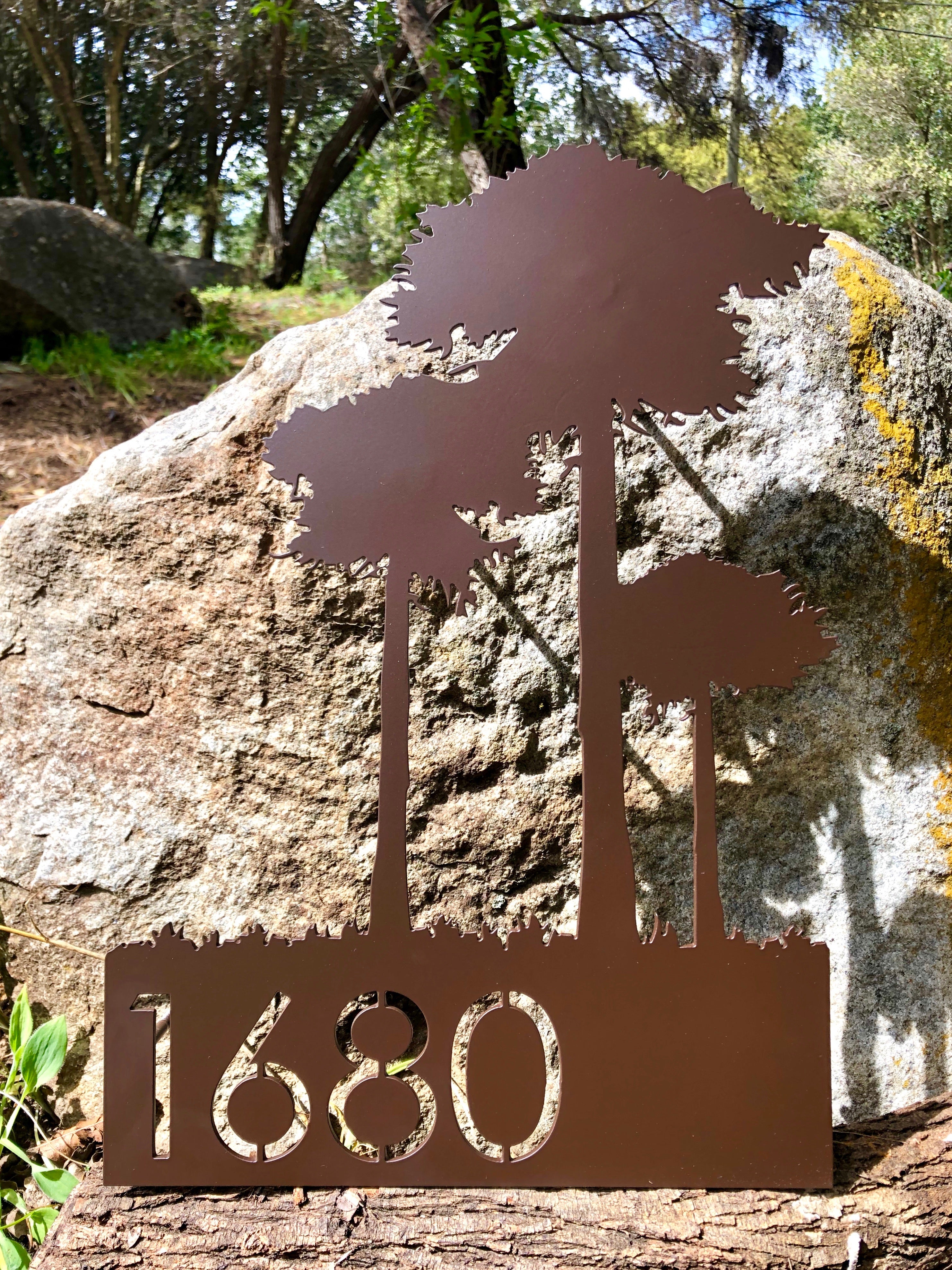 Número de casa silueta pajaritos en rama acero placa personalizada exterior